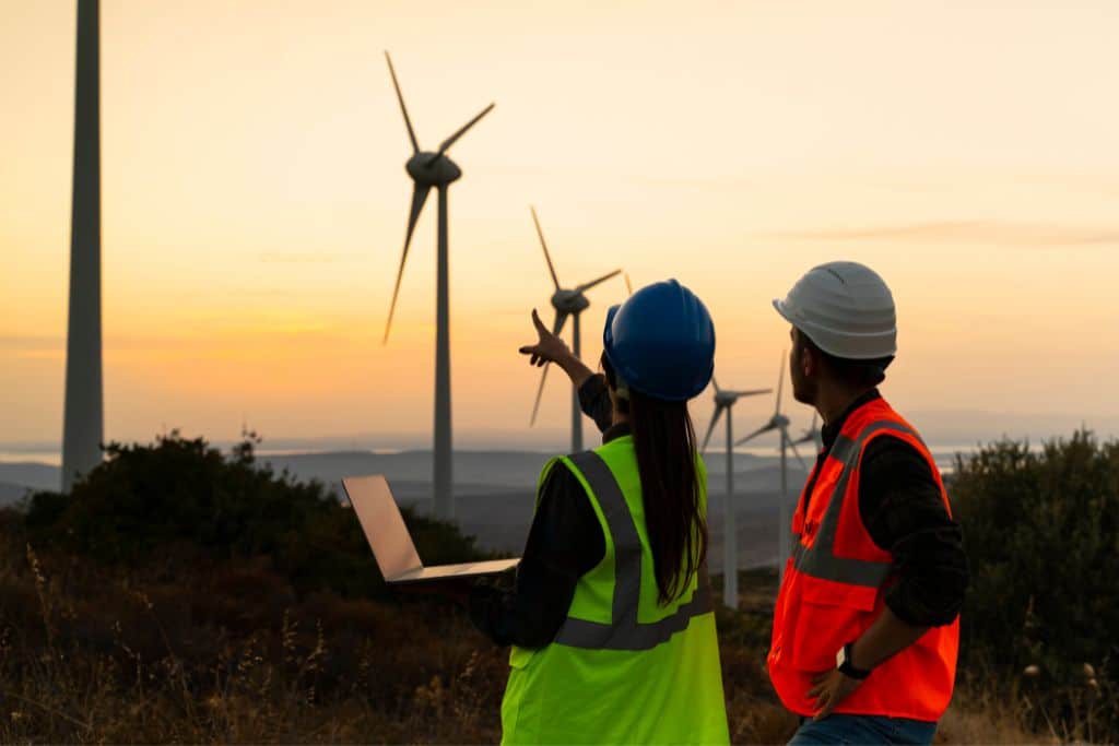 Technicians working on renewable energy installations, illustrating the daily challenges faced by energy installers.